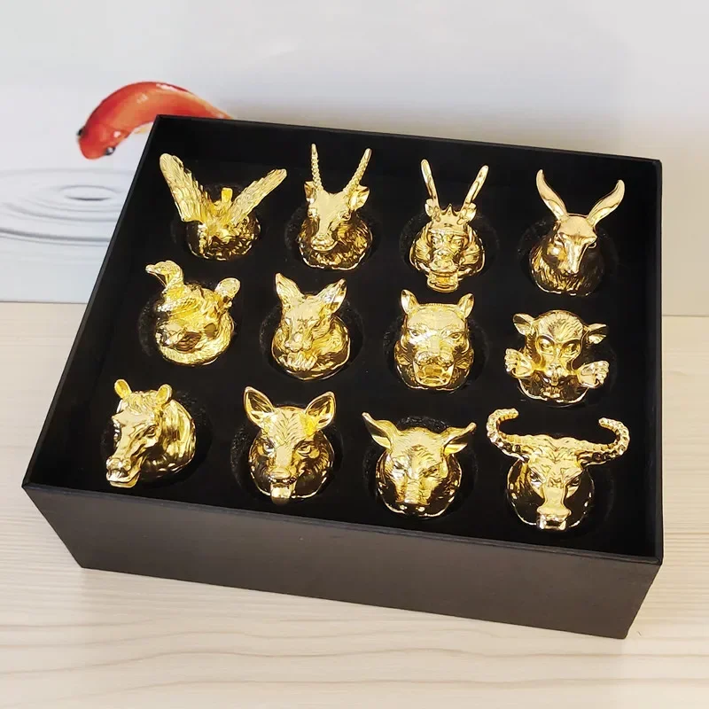 Chinese Zodiac Signs Wine Glass Set Ceramics Wine Dispenser Shot Glass Household Liquor Glass Barware Gift Box Home & Garden