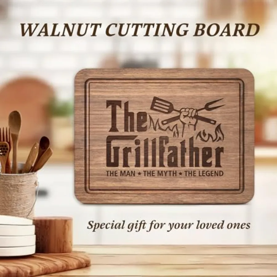 Novelty Gifts for Dad- Engraved Walnut Grill Cutting Board 11"*8.5"- Thoughtful Birthday Gifts for Dad/Father/Step Dad from Dau
