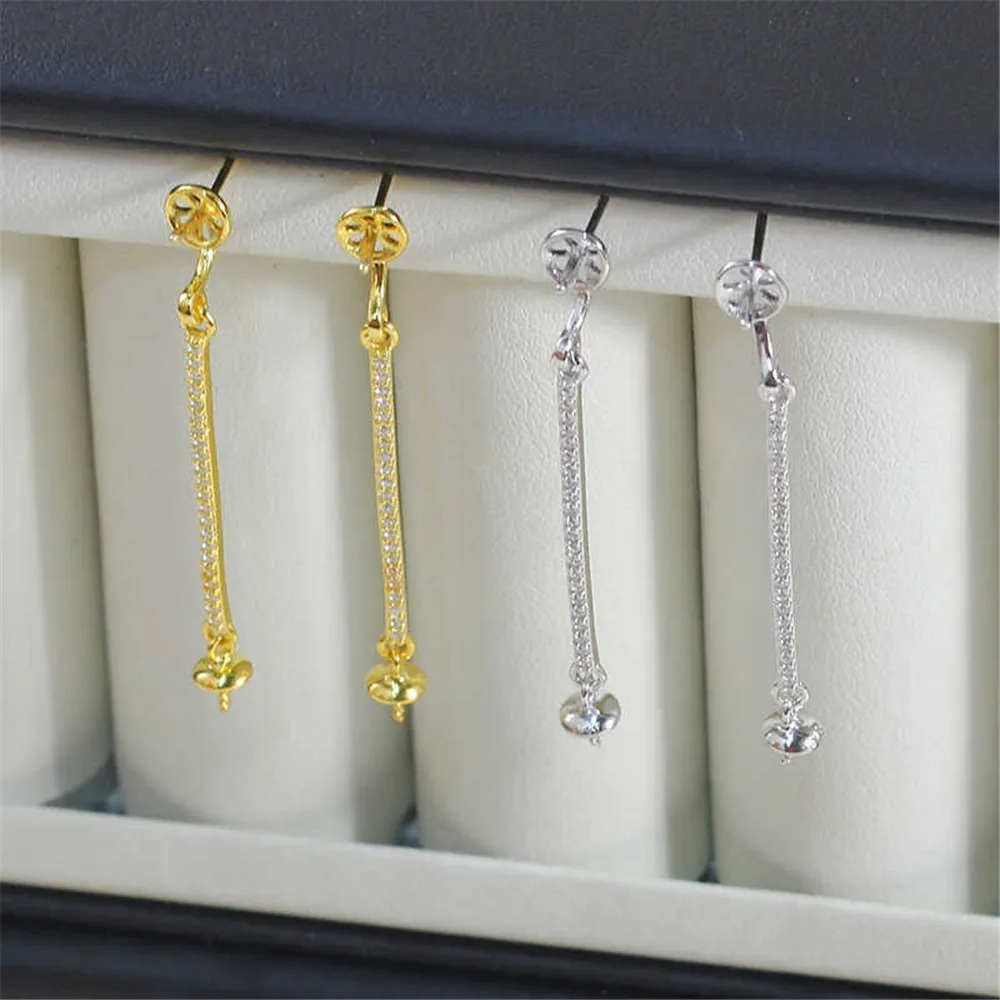 S925 Sterling Silver Pearl Earring Settings DIY Jewelry Making Supplies Blank Earring Posts for Handcrafted Accessories No Pearl