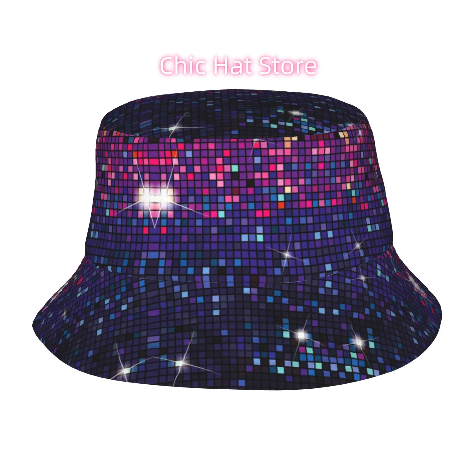 This One-Piece Disco Mosaic Hat, Designed for Both Men And Women, Is an Ideal Outdoor Sun Hat. It'S a Stylish Bucket Hat That Ma