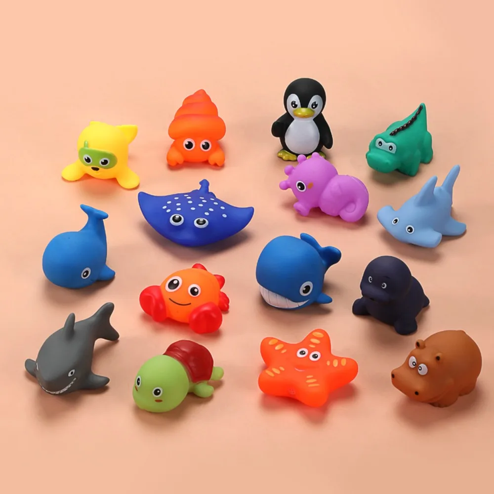 6 Pack Floating Water Toys Squeeze Squirt Toys Cute Animal Crab Seahorse Starfish for Kids Children, Random Color