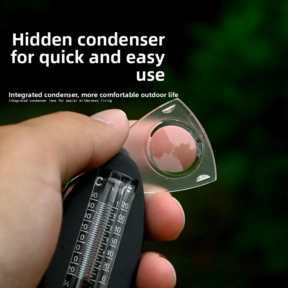 4-in-1 Compact Multi-use Outdoor Portable Compass with Magnifying Glass Thermometer & Emergency Whistle for Camping