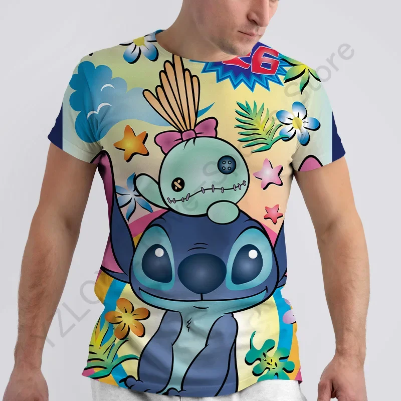 Disney Boy Girl T-shirt MINISO Children's T-shirt 3D Printing Stitch Short Sleeve Summer Men's T-shirt Oversized Men's Wear