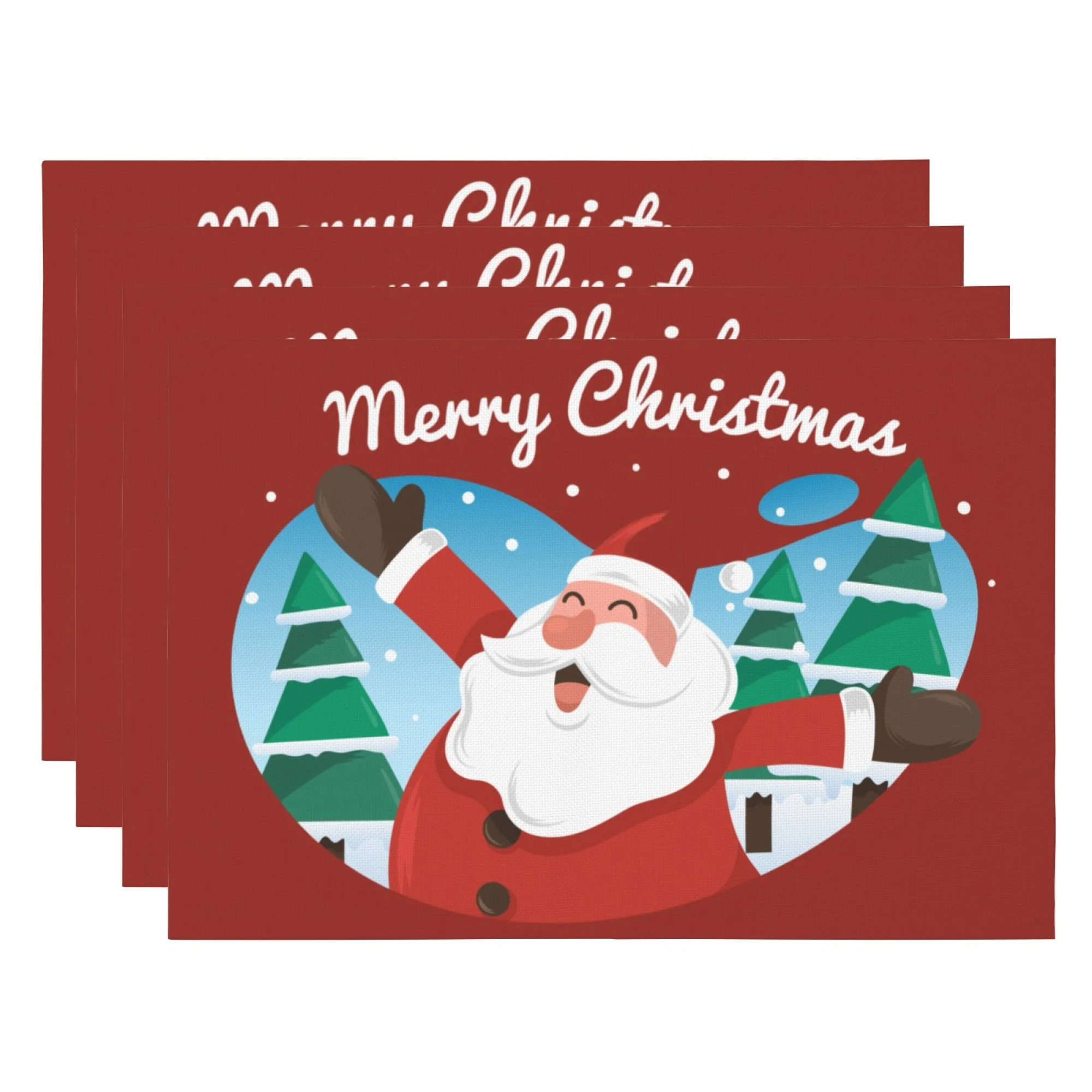 

Зимний фестиваль «С Рождеством» Санта-Рождество Подставка для столовых приборов Снежные сосны Праздничное празднование Кухонный стол Домашний декор Коврик