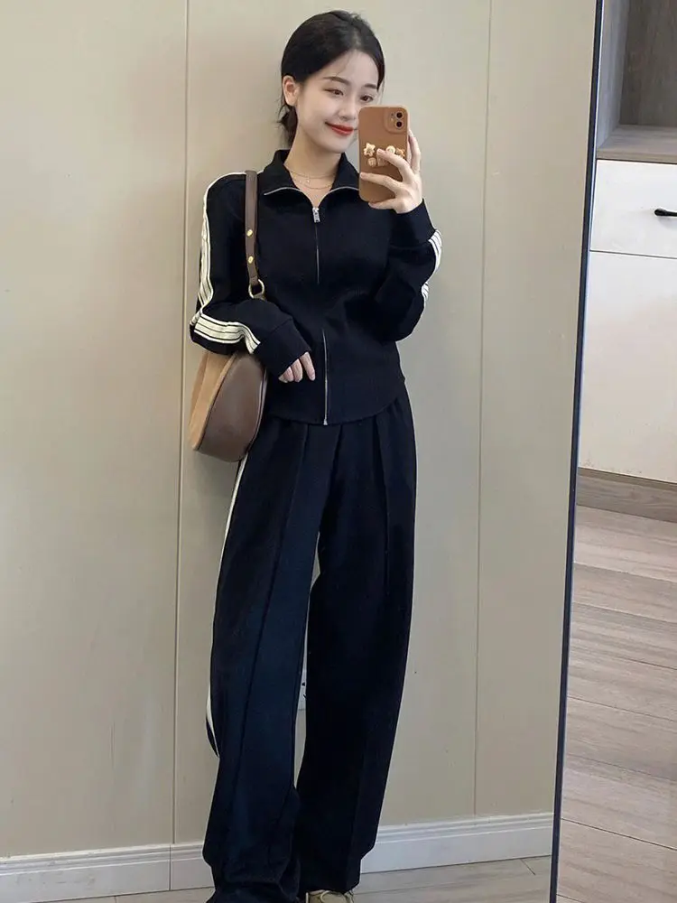 2024 Autumn Student Korean Edition Loose and Slim Fashion Internet Celebrity Casual Sports Wear 2-piece Set