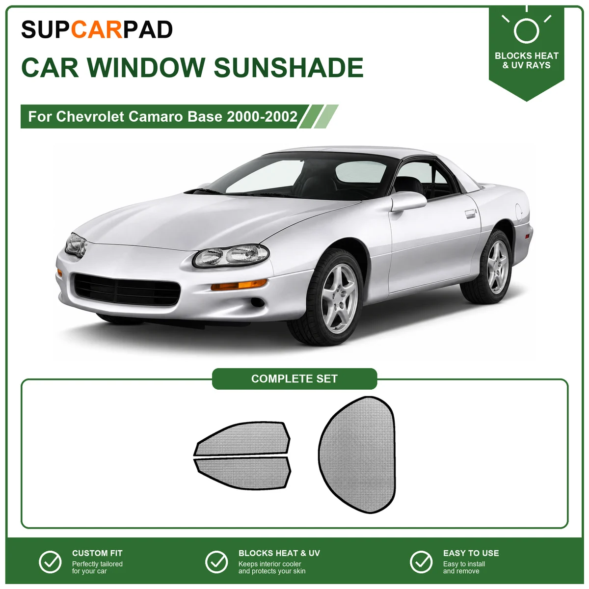For Chevrolet Camaro Base 2000-2002 Full Set Car Window Sunshades UV Block Privacy Heat Insulated Foldable Car Curtain
