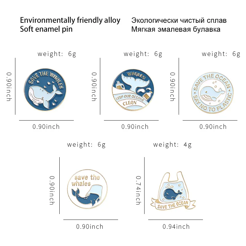 Baleia animal dos desenhos animados broche bonito balde malabarismo emblema de metal novo criativo saco universal acessórios roupas