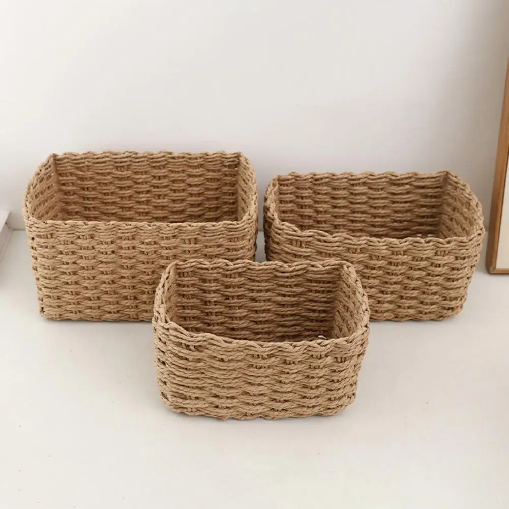 

3Pcs Desktop Storage Basket Room Storage Bin Stackable Square for Kitchen Bedroom Living Room Storage Organizers Home Tidy