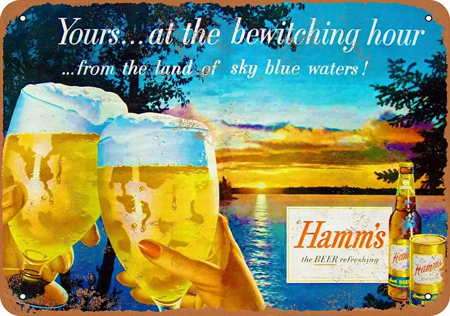 1955 Hamm's Beer Bewitching 8x12 Vintage Retro Tin Metal Sign Wall Decor by PaBoe