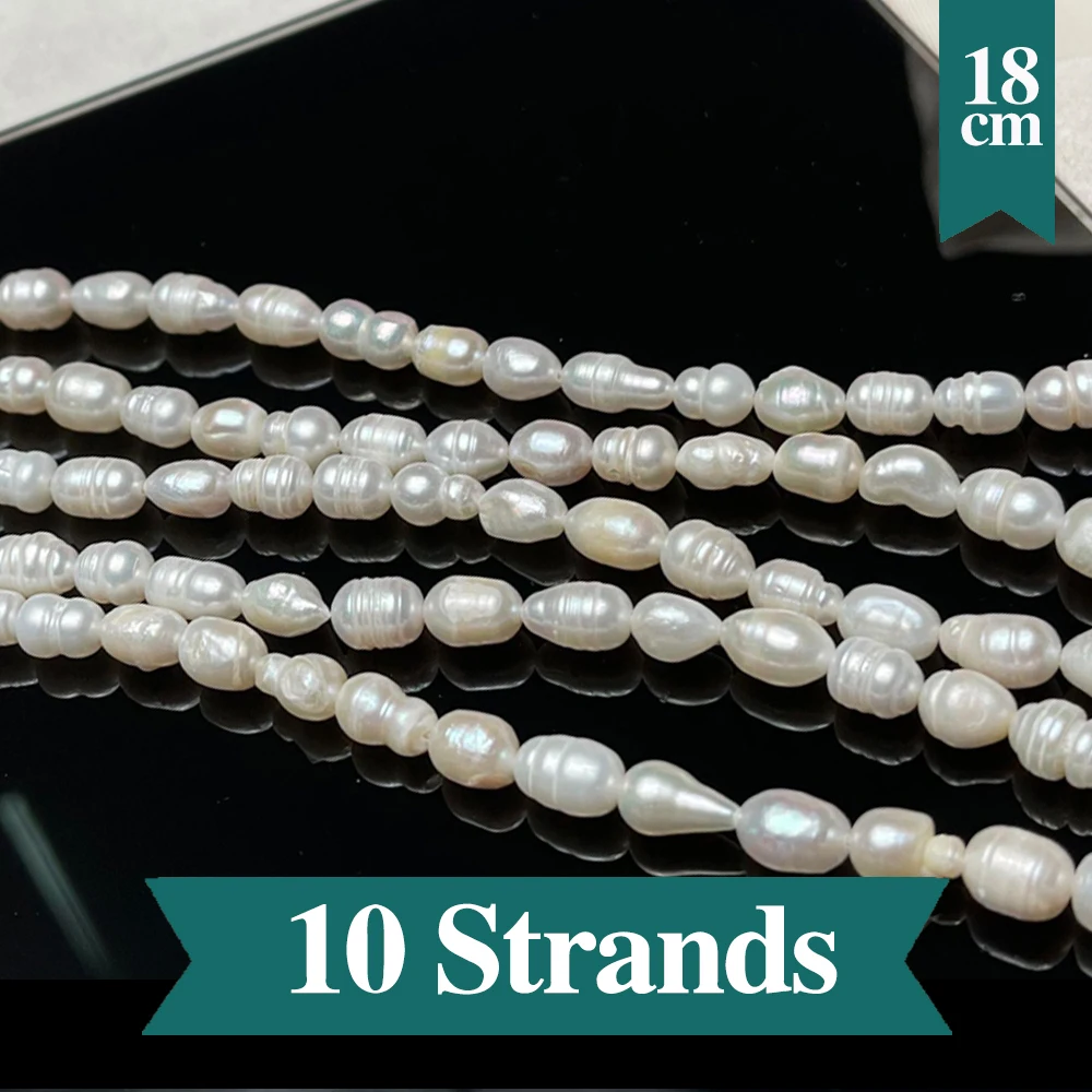 10 strands Natural Freshwater Pearl Beads Rice Shape Pearl Loose Spacer Beaded for Making DIY Jewerly Necklace Bracelet 4-10mm