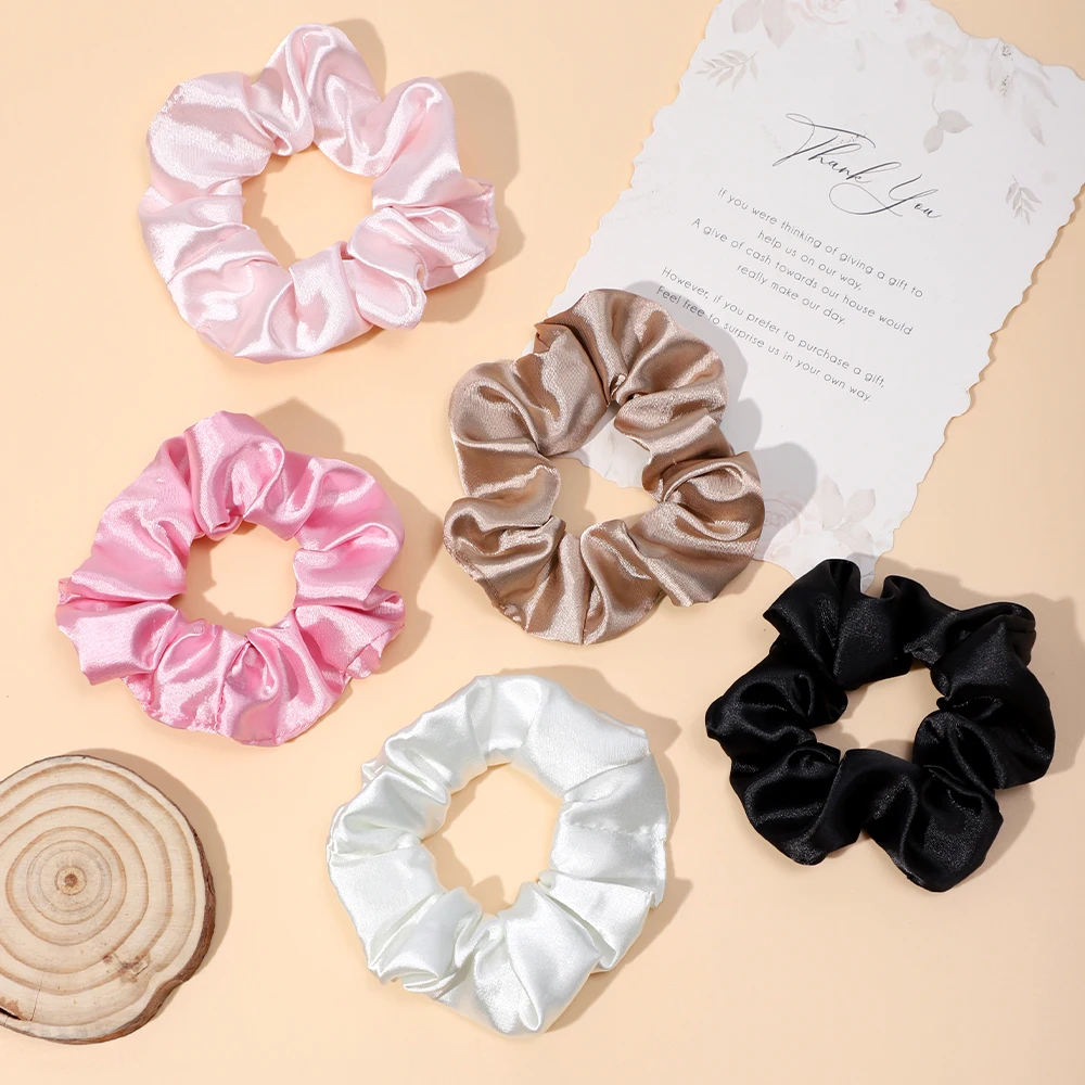 Satin Scrunchies Girls Elastic Hair Band Ponytail Holder Ties Rubber Bands Fashion Women Girls Accessories Solid Scrunchy