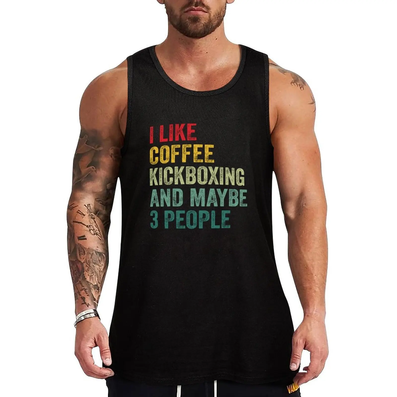 Kickboxing and coffee, I like Kickboxing coffee and maybe 3 people Tank Top Workout Running Tank Top Lightweight Breathable Wear