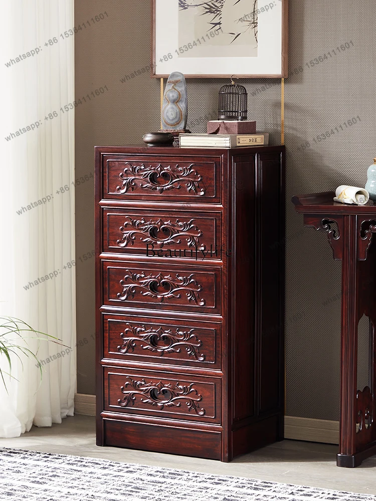 

56Sandal Wood Locker Drawer Carved All Solid Wood Storage Chinese Finishing Cabinet
