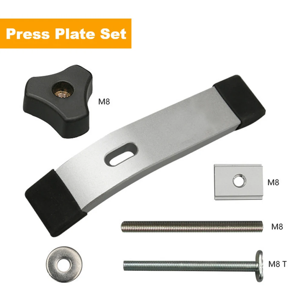 Woodworking T Track Slider M8 T Screw M8 Nut Saw Table Acting Hold Down Clamp for T-Slot T-Track Woodworking DIY Tools