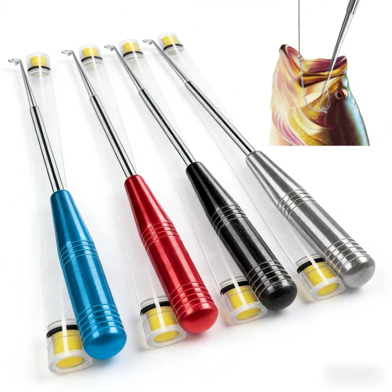 

Инструмент для быстрого снятия рыболовных крючков для взрослых, 4 тубуса для хранения, снаряжение для безопасности, рыболовный инструмент, устройство для разборки и спуска