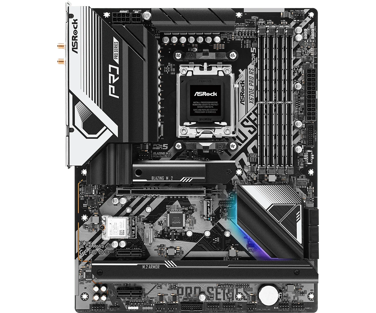 ASROCK X670E Pro RS Motherboard Support AMD X670 Socket AM5 Ryzen 9 7950X 7 7800X3D 7700X 5 7600X CPU DDR5 M.2 SATA3 ATX view 5
