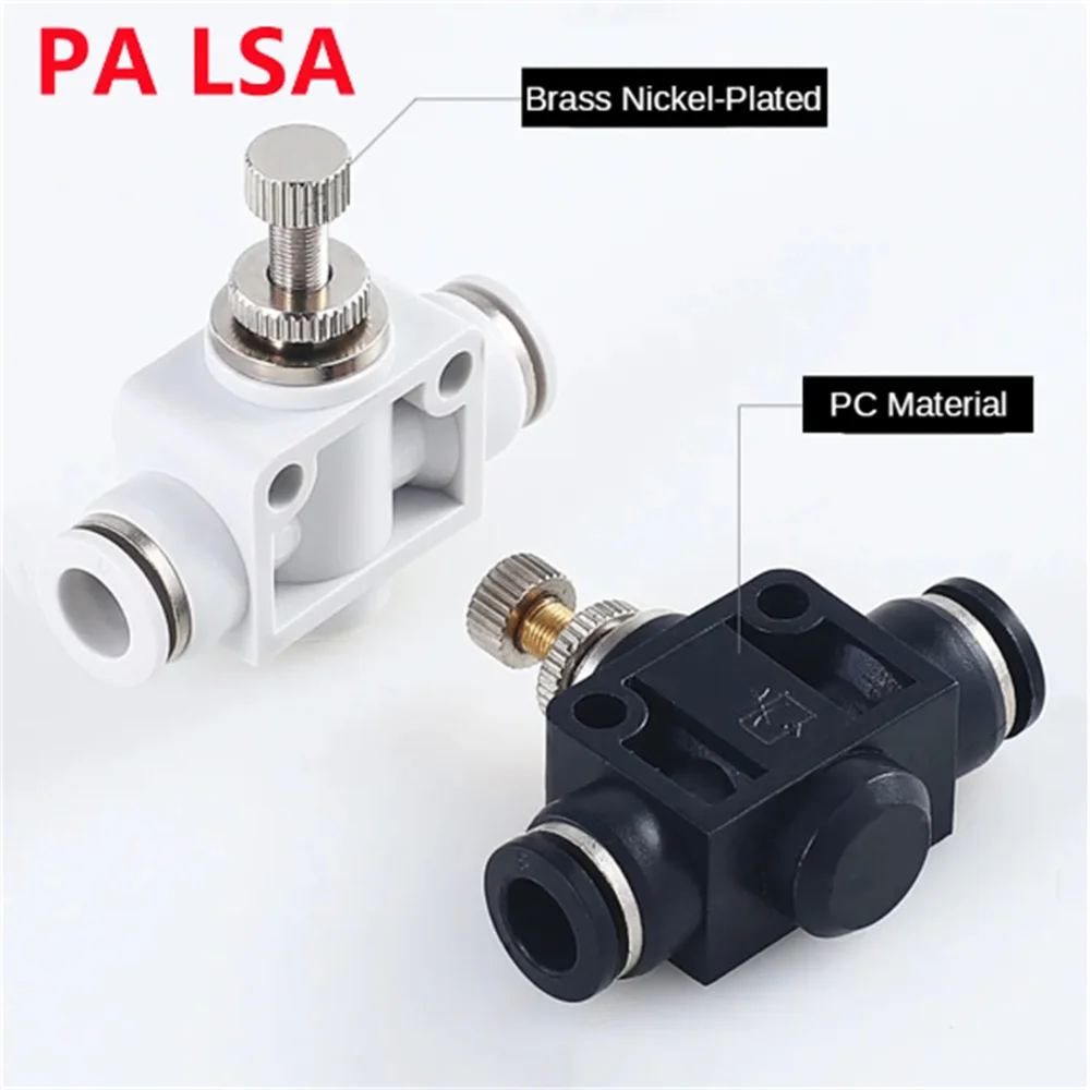 Pneumatic tracheal throttle valve speed control valve PA LSA-4mm 6mm 8mm 10mm 12mm white quick plug joint pipeline control valve