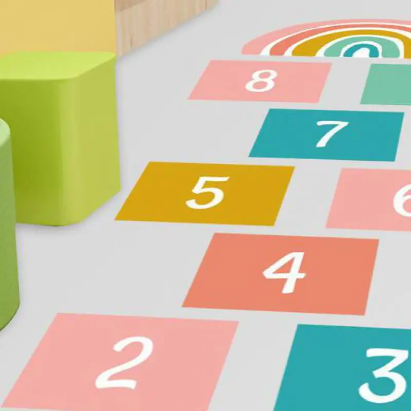 

2pcs Color Checkered Digital Children's Game Floor Stickers Kindergarten Living Room Floor Decoration Rainbow Pvc Wall Stickers