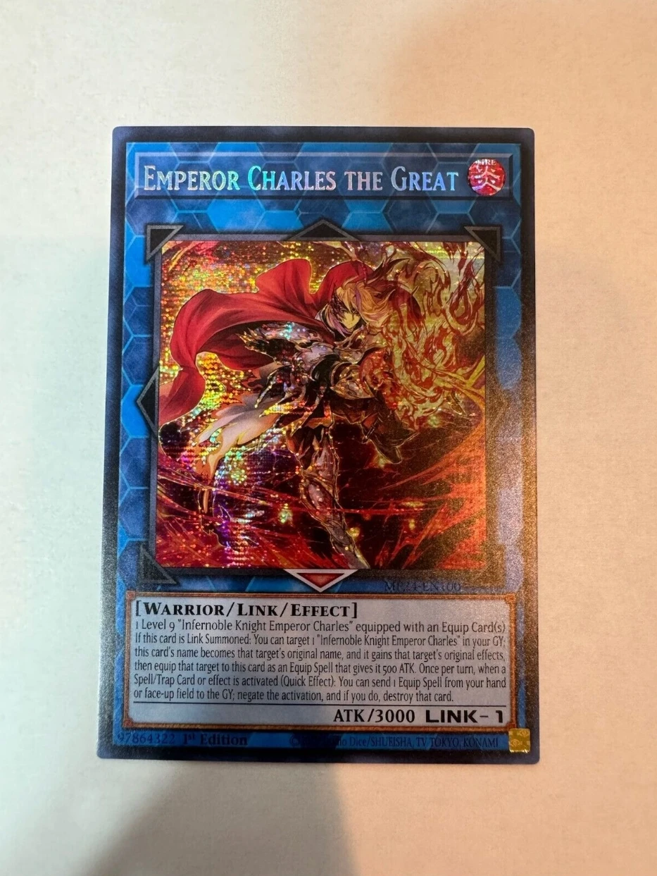 Yugioh KONAMI Duel Monsters TCG MP24-EN100 จักรพรรดิ Charles the Great Secret ภาษาอังกฤษหายาก 1st Edition คอลเลกชัน Mint Card