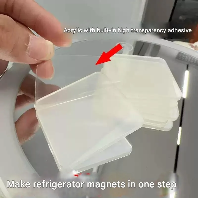 50 Sets Acrylic Refrigerator Magnet DIY Kit with Self-adhesive Ultra-transparent Magnetic Sheets for Handmade Crafts for Office