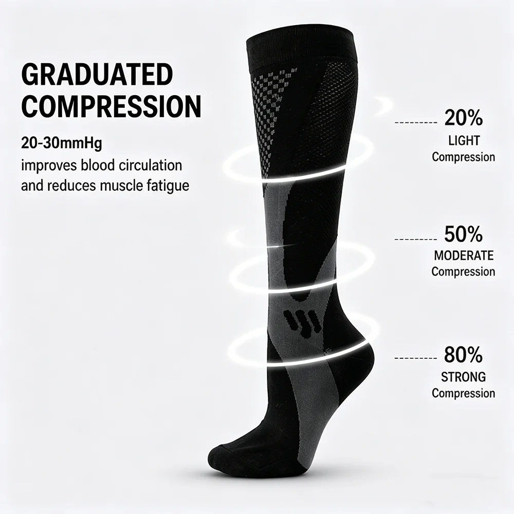 

Running Compression Socks Men Women Football Cycling Socks Anti Fatigue 20-30mmHg Medical Sports Socks Basketball Tennis Nurse