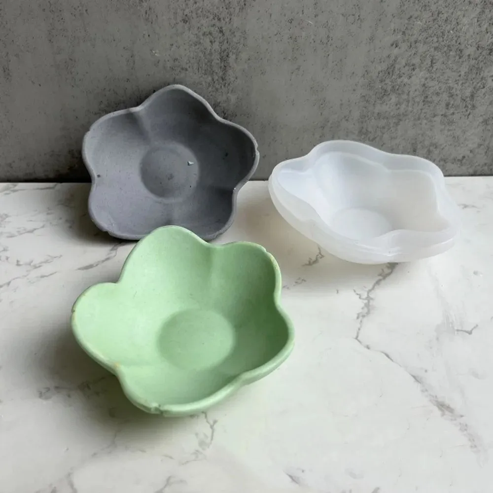 diy 5petal flower texture storage tray silicone mold,epoxy resin embossed plate platter,gypsum plaster fruit dish decor