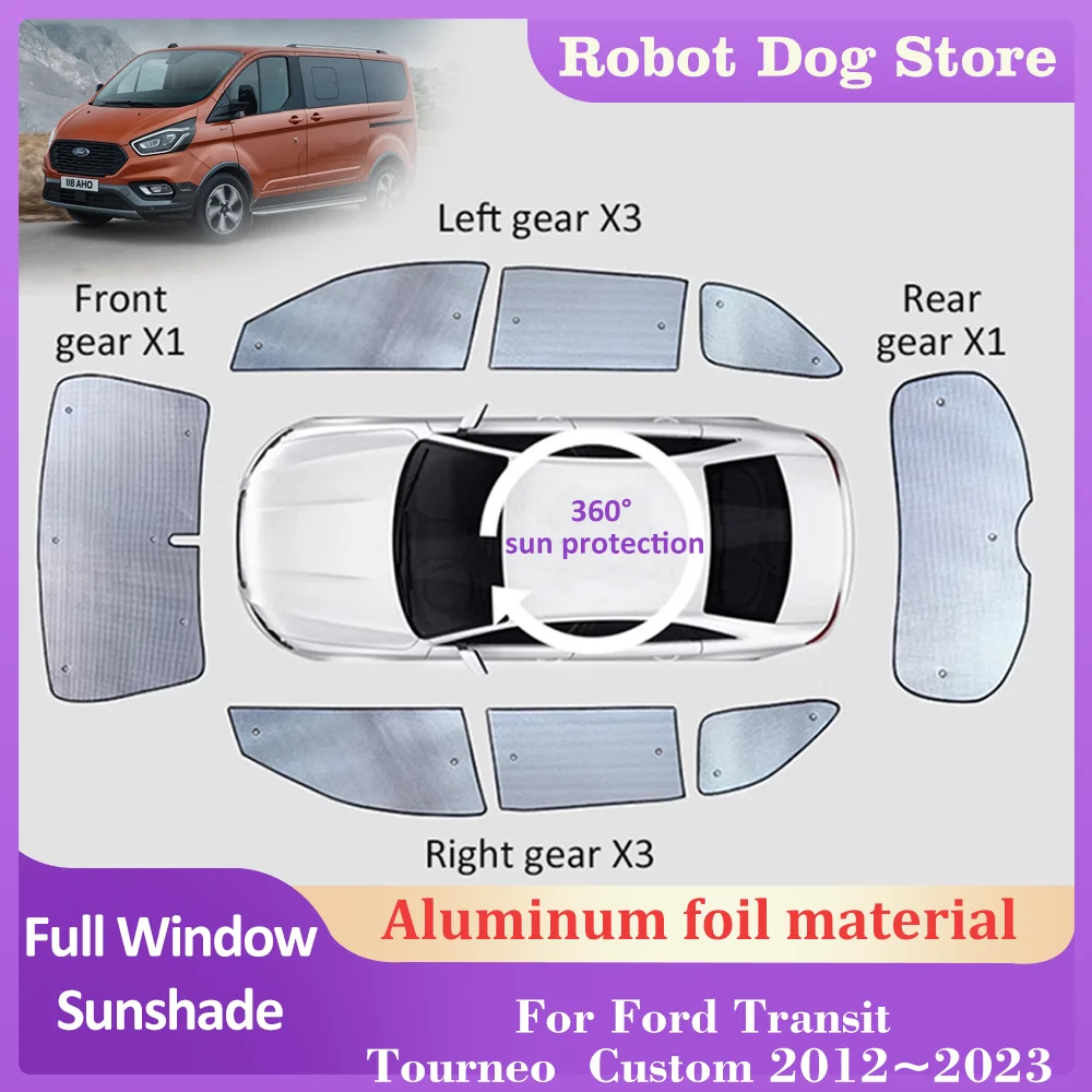 

Full Coverage Sunshades For Ford Transit Tourneo Custom 2012~2023 2013 Front Windows Sun Visor Mat Windshield Curtain Accessorie
