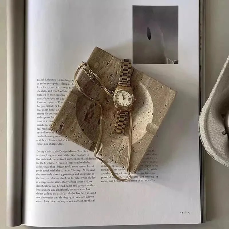 

French silent wind natural marble tray designer model room villa storage decoration desktop aromatherapy tray