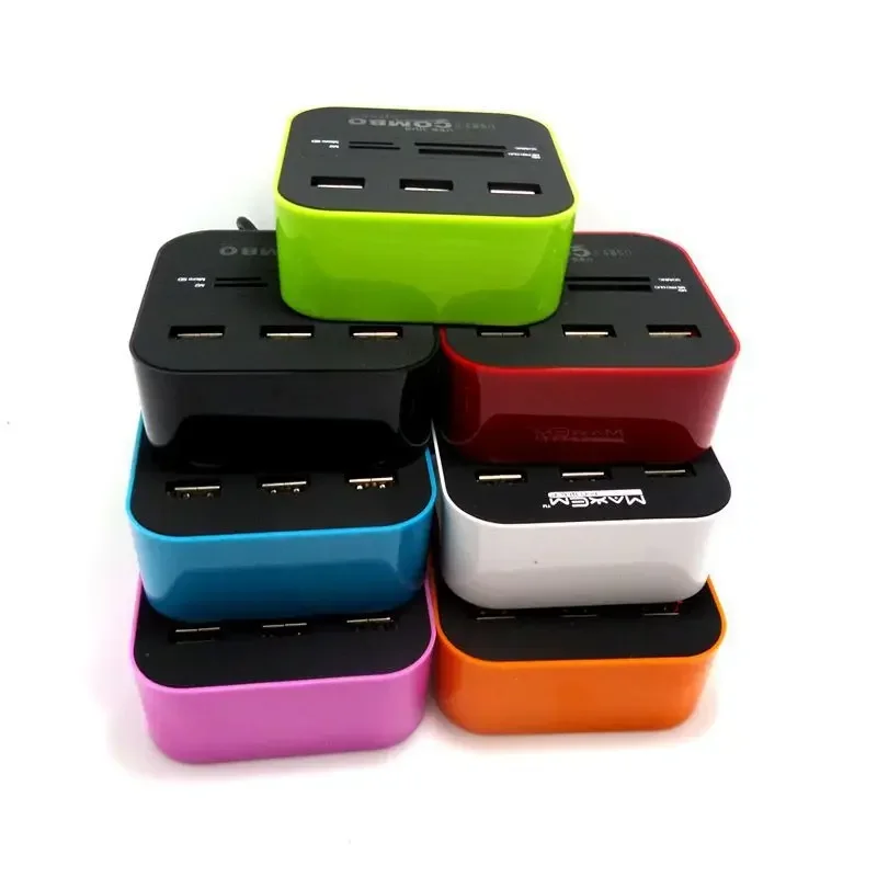 

3-портовый мини-концентратор с устройством чтения карт «все в одном» высокоскоростной USB 2.0 адаптер-сплиттер для ПК, портативного компьютера