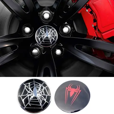 4pcs 56mm Spider Web Car Wheel Center Emblem Hub Stickers For Volkswagen Tesla Nissan BMW Audi Ford Mercedes Benz Jaguar Honda