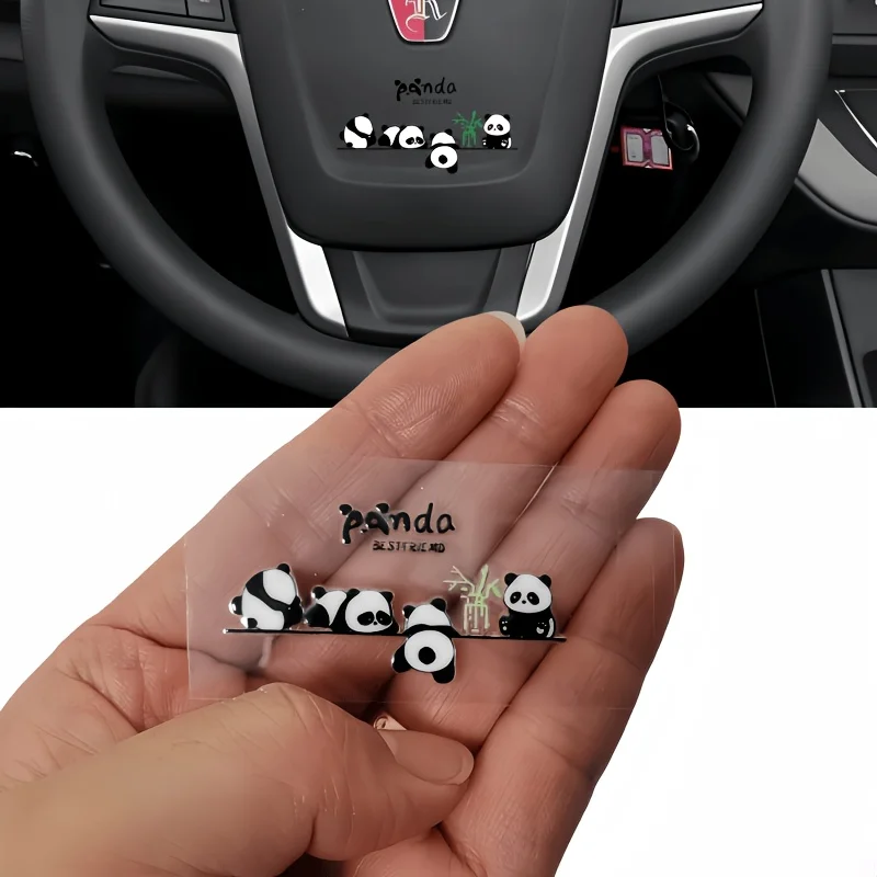 

Cute Panda Graphic Stickers, Waterproof Decals for Car Rearview Mirror & Window Decor