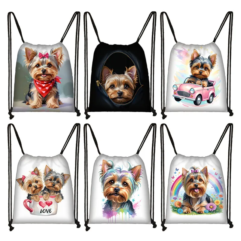 Yorkshire Terrier Backpacks Yorkie Mom Children School Backpack Puppy Dogs Painting Storage Bag Shoes Holder School Supplies