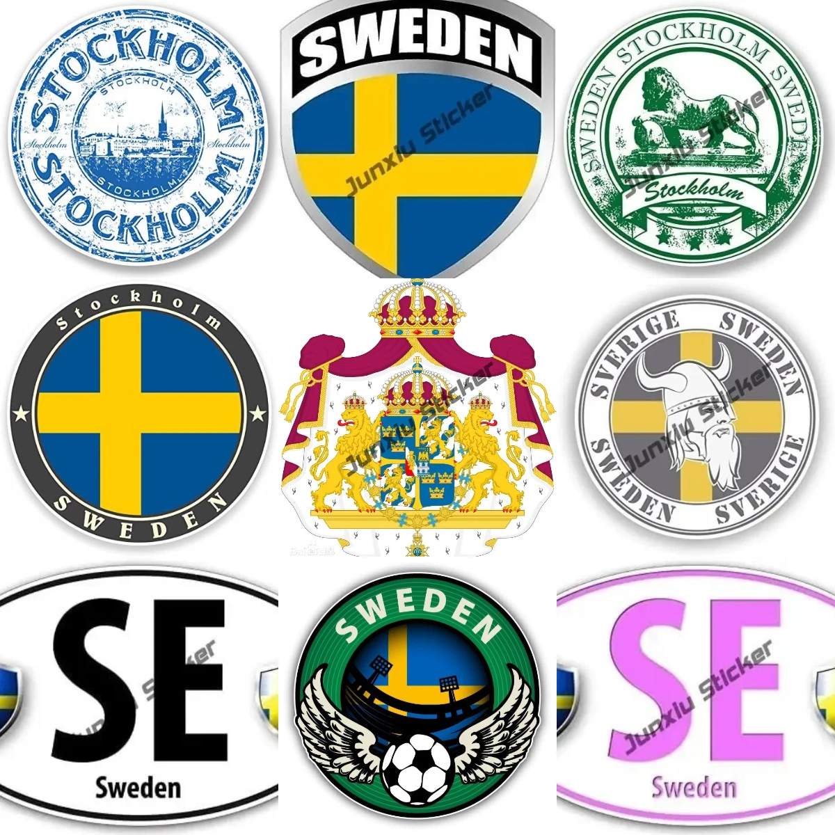 

Nordic Countries Sweden Vinyl Stickers Stockholm Sweden Flag Shield Roundel Badge Decal Novelty Supplies Automotive Accessories