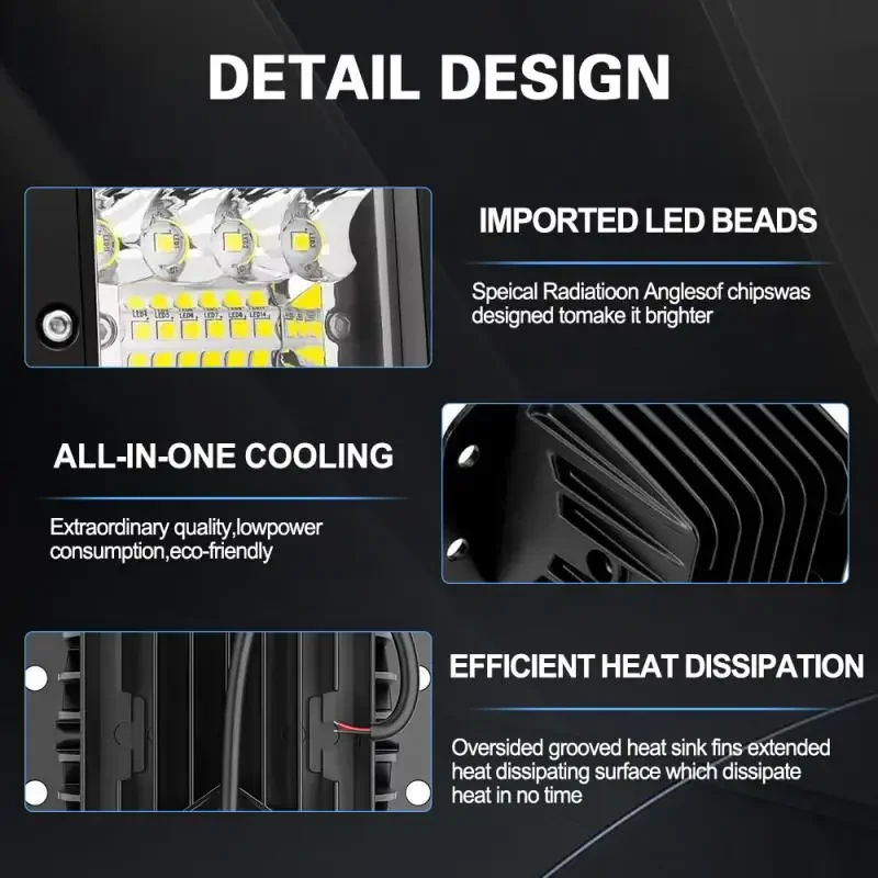 5 Inch Flush Mount LED Pods Lights 48W 4000LM 6000LM Spot Flood Combo LED Light Bar Offroad Driving Fog Light LED Work Light 1Pc