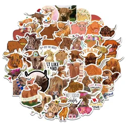 10/30/50PCS Highland Cow Graffiti Stickers Highland Cow Suitcase Water Cup Scooter Waterproof Stickers Wholesale