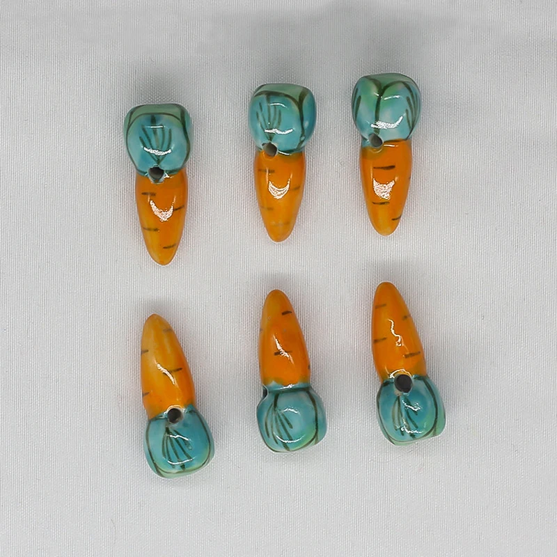 5pcs 27x12mm Hand Painted Carrot Ceramic Beads Loose Spacer Necklace Earring Pendant Bead For Jewelry Making Bracelet - Image 3