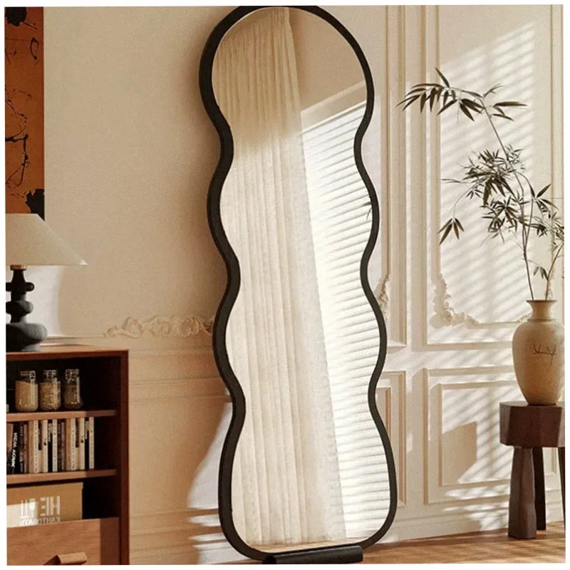Full Body Wavy Mirror Decoration Living Room Modern Accessories Standing Girls Mirror Aesthetic Makeup Espelhos Home Products