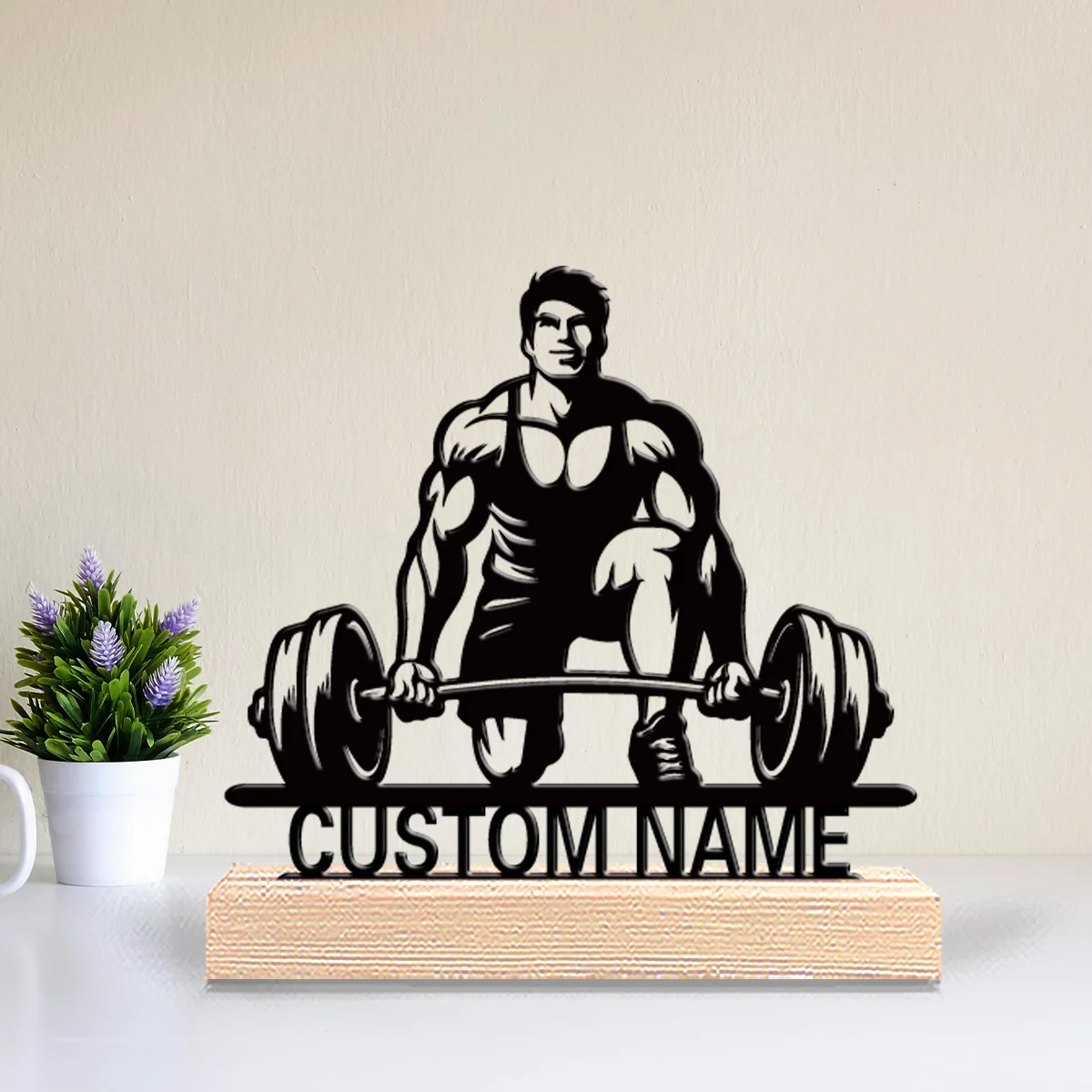 1pc Fashion LIFT Metal Statue Metal Ornament Personalized Name Handicraft With Wood Base Iron Sculpture For Youth Gifts