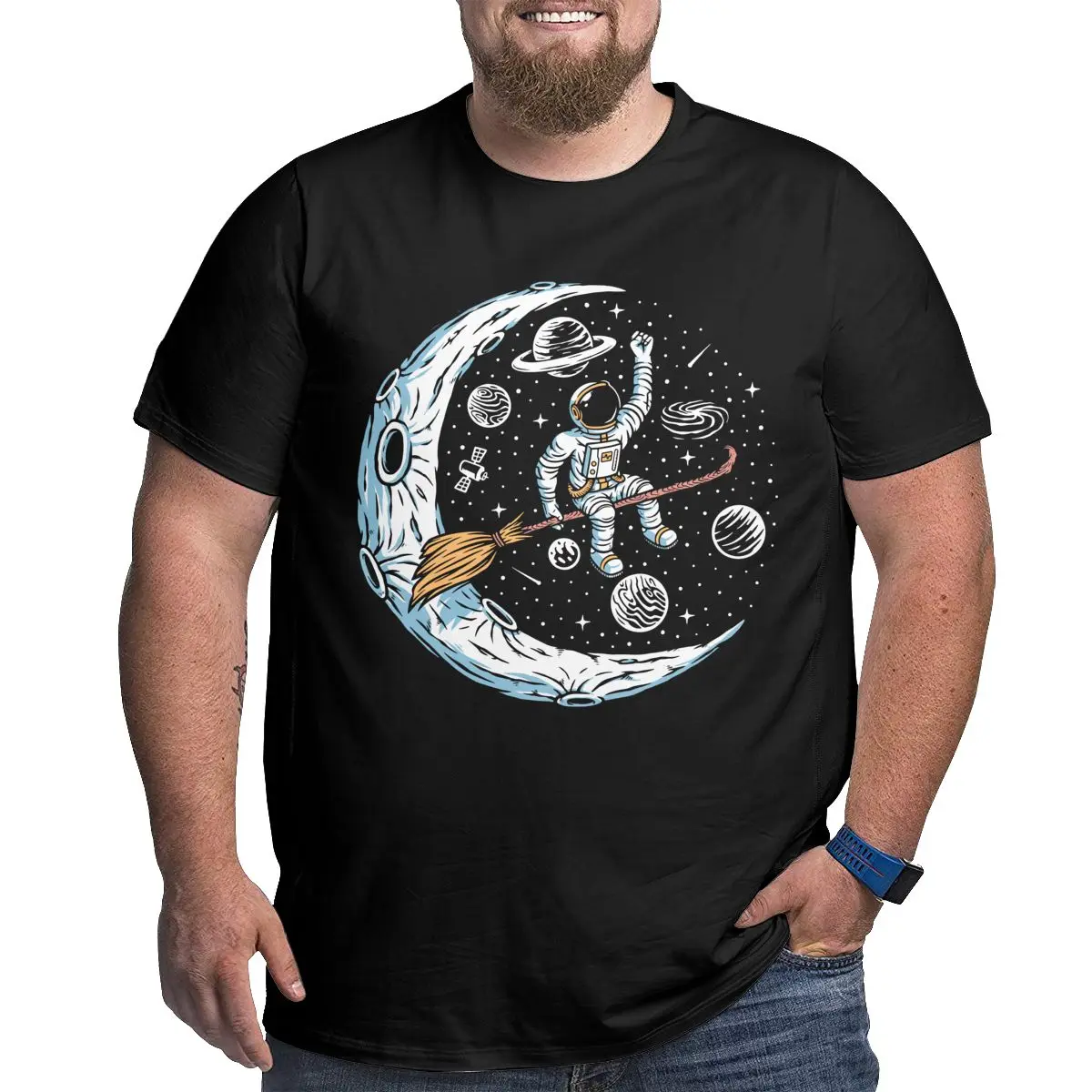 

Astronaut Graphic Men's T-Shirts Plus Size Cotton T Shirts for Big and Tall Man Short Sleeve Large Top Tees 1X-6X Clothes Gifts