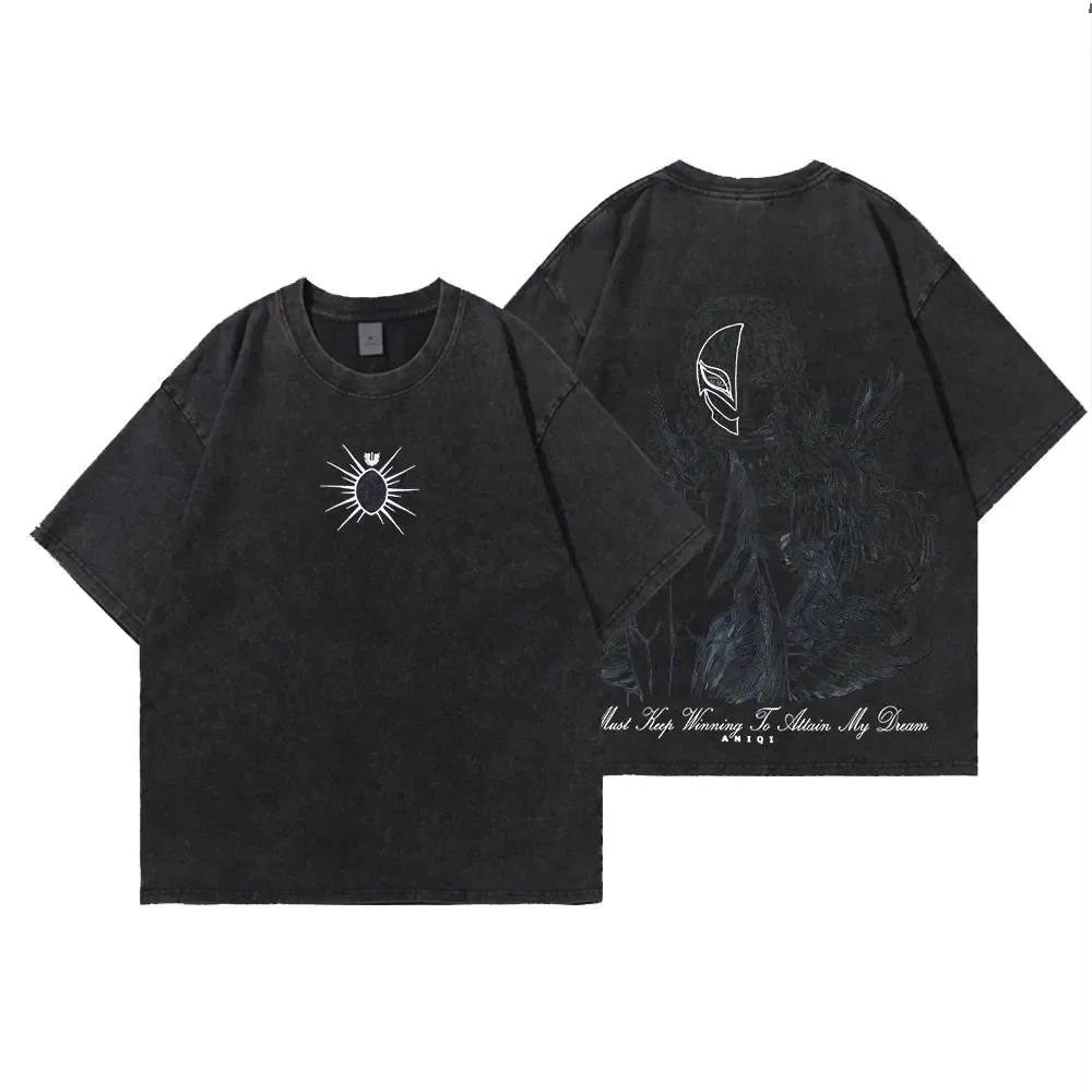 

Anime Berserk Griffith Graphic Tshirt Men Manga Vintage T-shirts Oversized Cotton Tee Harajuku Male Washed Vintage Loose Unisex
