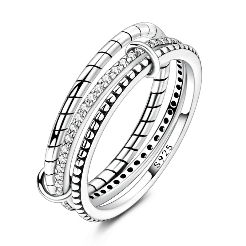 Women's 925 Sterling Silver Wedding Ring, Elegant Design