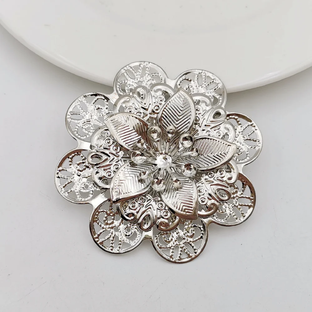 10 Pcs Filigree Wraps Flower Connectors Metal Crafts Decoration For Jewelry Making DIY Accessories Gourd Charm Pendant