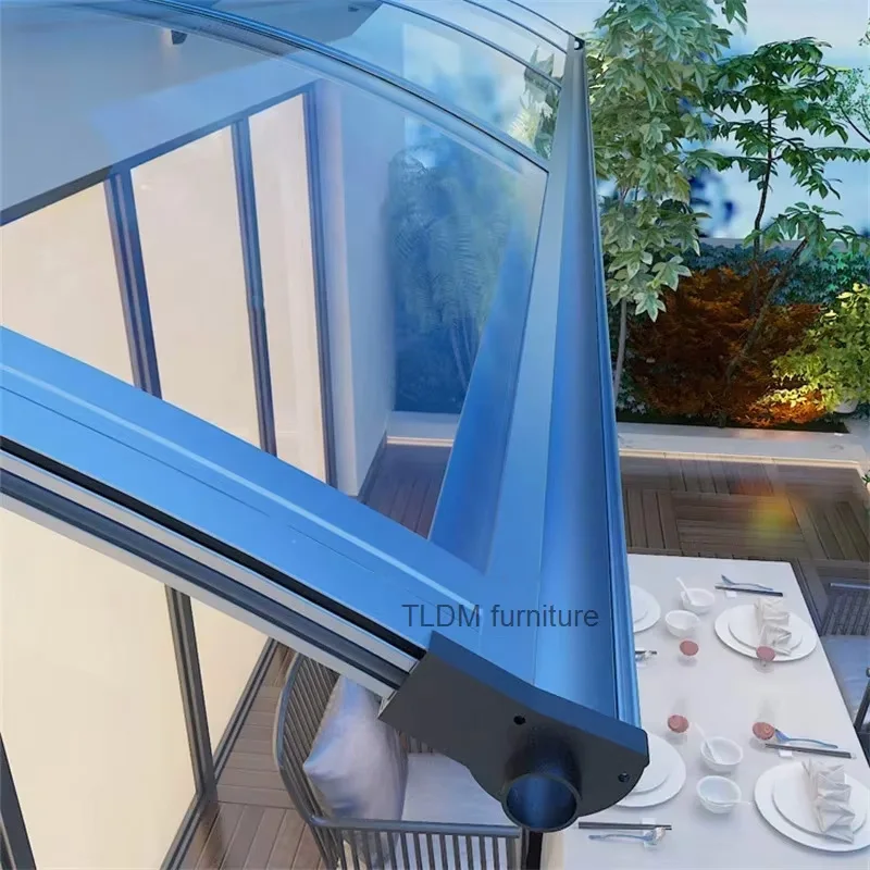 Aluminum Alloy Rain Awning with Sink Home Outdoor Courtyard Rainproof Gazebos Front Door Canopy Sun Shelter Villa Balcony Eaves