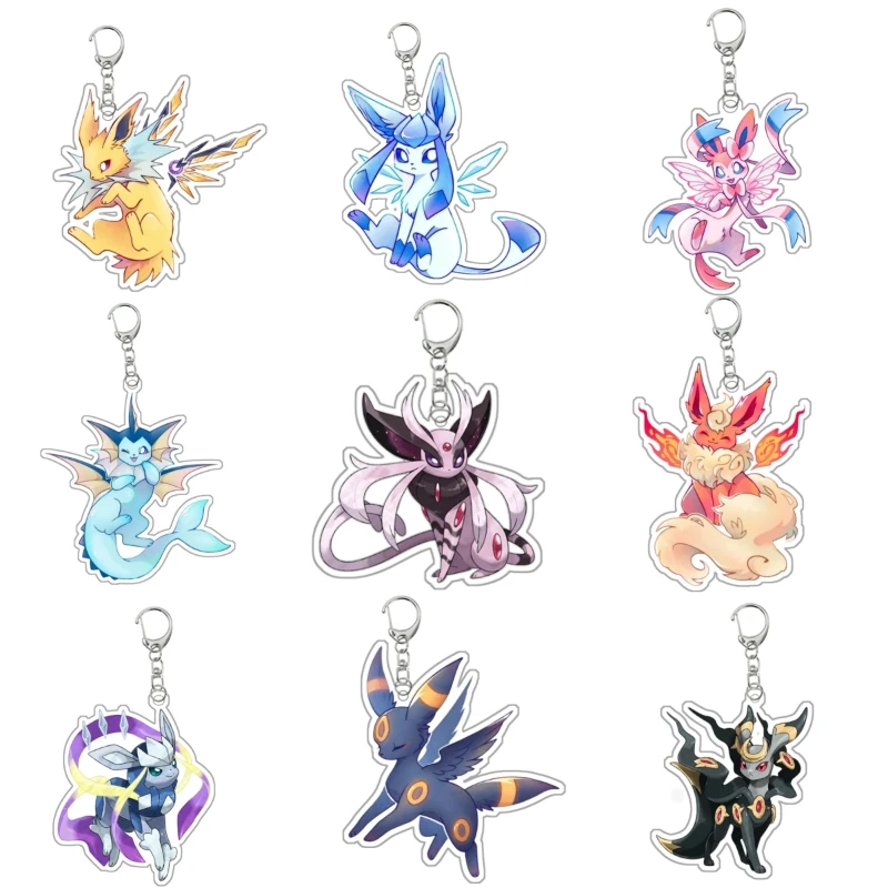 Pokemon Eeveelution Leafeon Sylveon Espeon Acrylic Keychain Cute Student Creative Diy School Bag Pendant Accessories Decoration