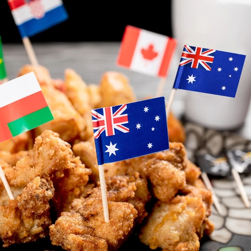 100 unidades bandeiras palitos dente Eurovisions bandeiras comida celebram a diversidade todo o mundo
