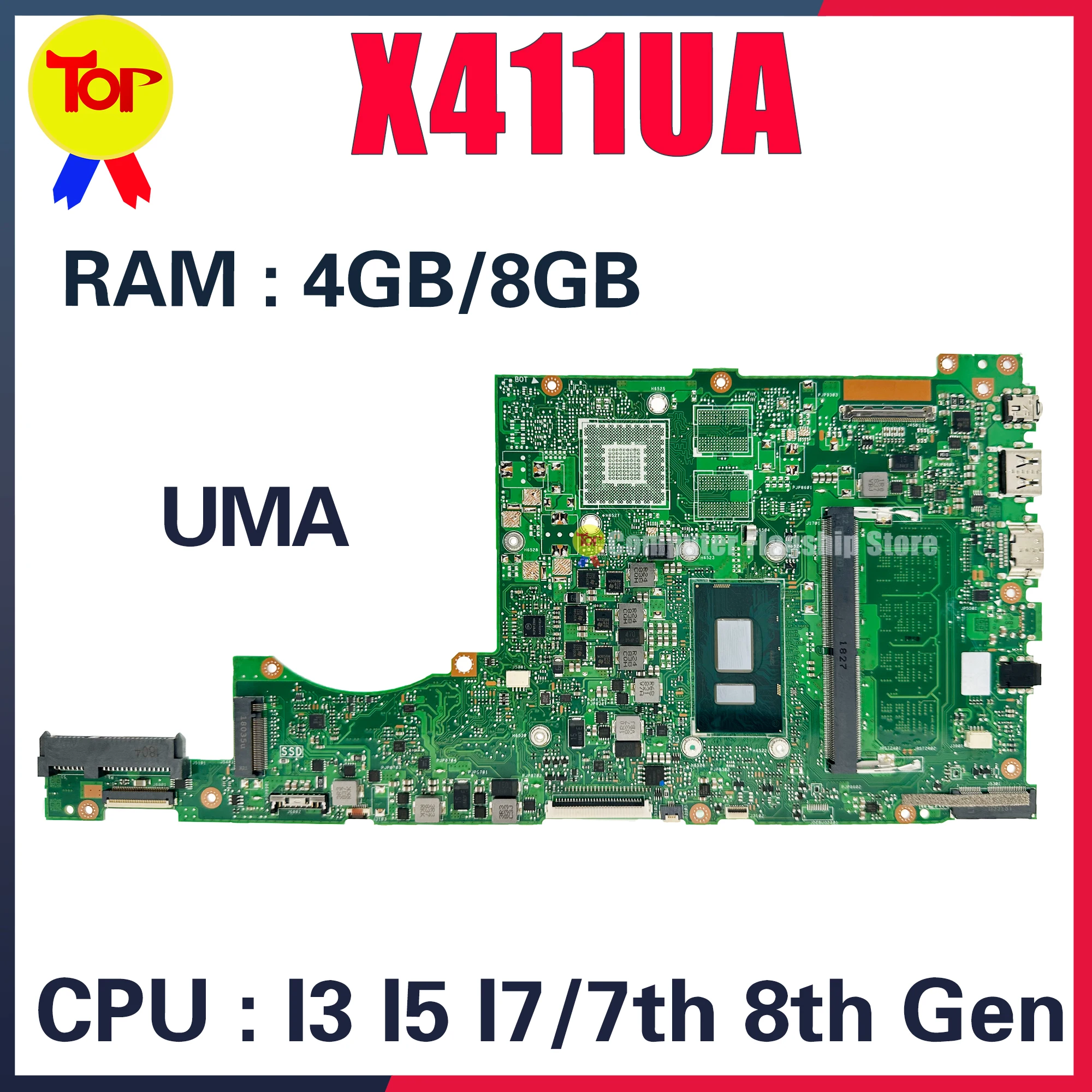 

KEFU X411UA Mainboard For ASUS Vivobook 14 X411U K411UA Laptop Motherboard I3 I5 I7 7th/8rh 4GB/8GB-RAM UMA Mainboard 100% Test