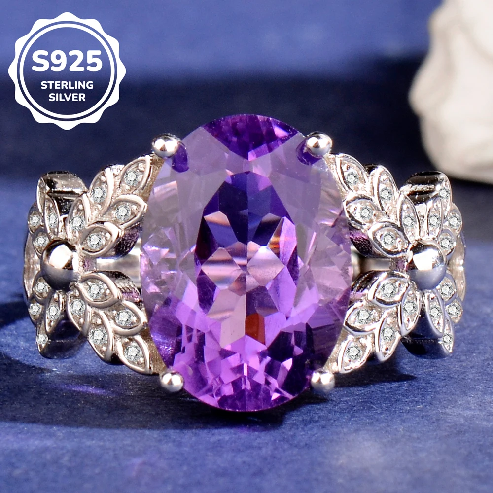 

Серебряное кольцо с натуральным аметистом 925, подходит для женщин, женское кольцо, регулируемое, элегантное, модное, роскошное, с ощущением класса, элитный, праздничный подарок, подарок на День святого Валентина, подарок на День матери, подарок на день р