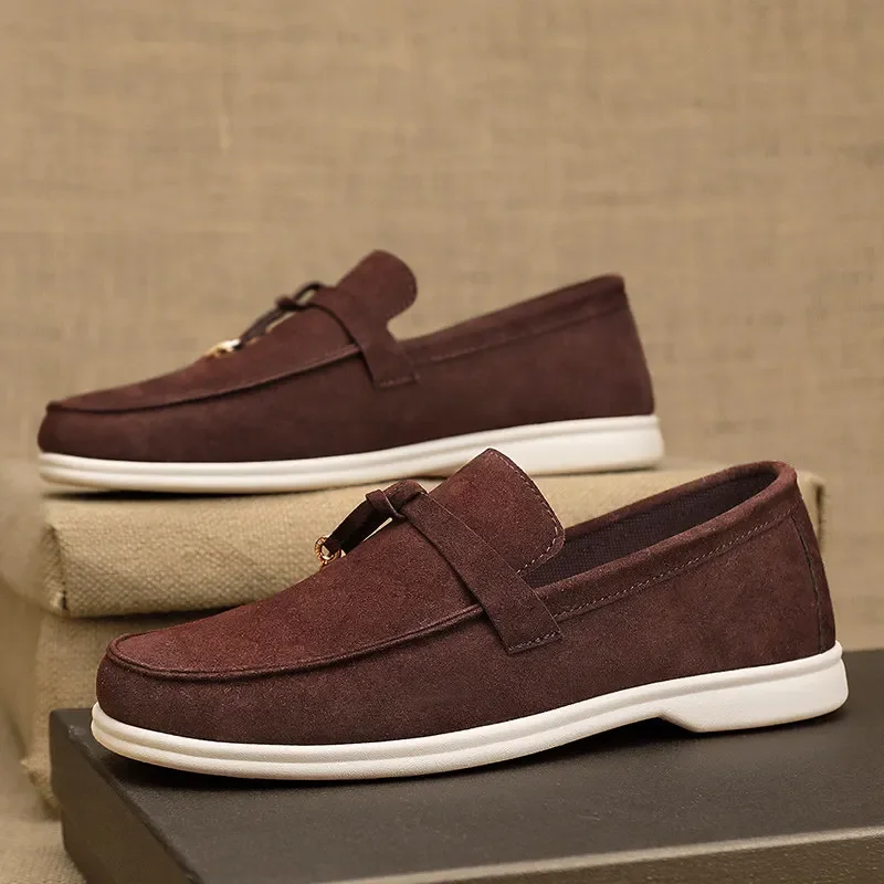 أحذية رخيصة المتسكعون للرجال موضة براون الجلد المدبوغ أحذية من الجلد الرجال الراحة الانزلاق على أحذية قيادة الرجال عادية Mocasines De Hombre #2