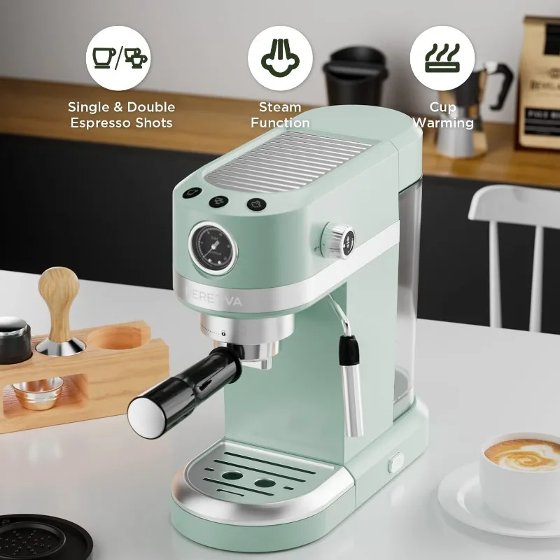 20 Bar Espresso Coffee Machine with Steam Wand for Latte Espresso and Cappuccino, Compact Espresso Maker For Home Barista,