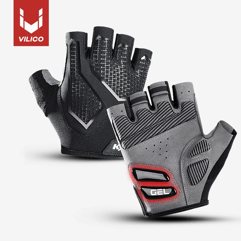 1 Paar VILICO Halbfinger-Fahrradhandschuhe, atmungsaktive, mit Gel gepolsterte Handschuhe für Männer und Frauen, für Mountainbiking, Rennradfahren, Outdoor